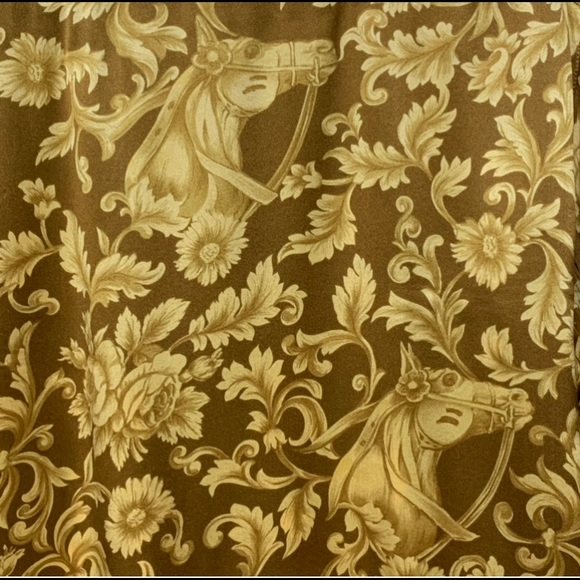 Escada Silk Gold Equestrian Floral Print Blouse Sz 40 Sz Medium - Picture 7 of 13